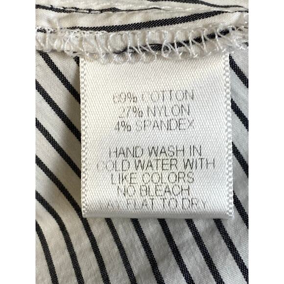 Gibson Poplin White Black Pinstripe Bell Sleeve Blouse Women's Size Small - Picture 11 of 11